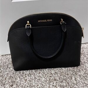 Michael Kors Black Satchel Bag with Gold Accents